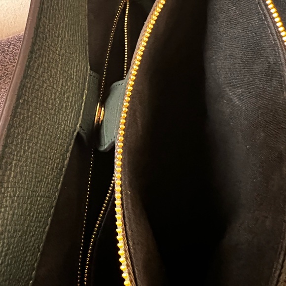 100% Authentic - New Burberry Sea Green Leather Check Fabric Medium Banner Tote - Picture 6 of 7